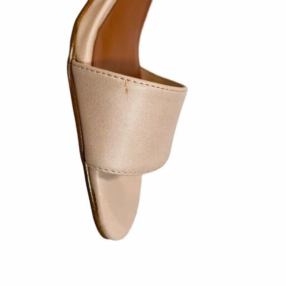 Charles & Keith Open Toe Pink Heels with Gold Heel - Picture 8 of 12